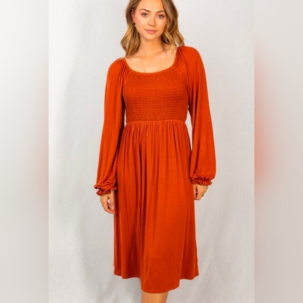 Elegant Rust Women's Dress